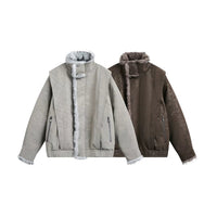 Veste d'hiver en fausse cuir avec doublure en fourrure 