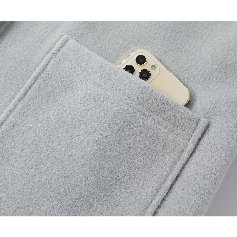 מעיל פליס ארוך עם כפתורי קרן 