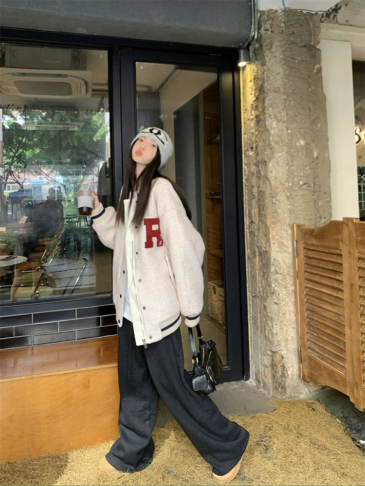 퀼팅 울 레터맨 야구 재킷 코트 
