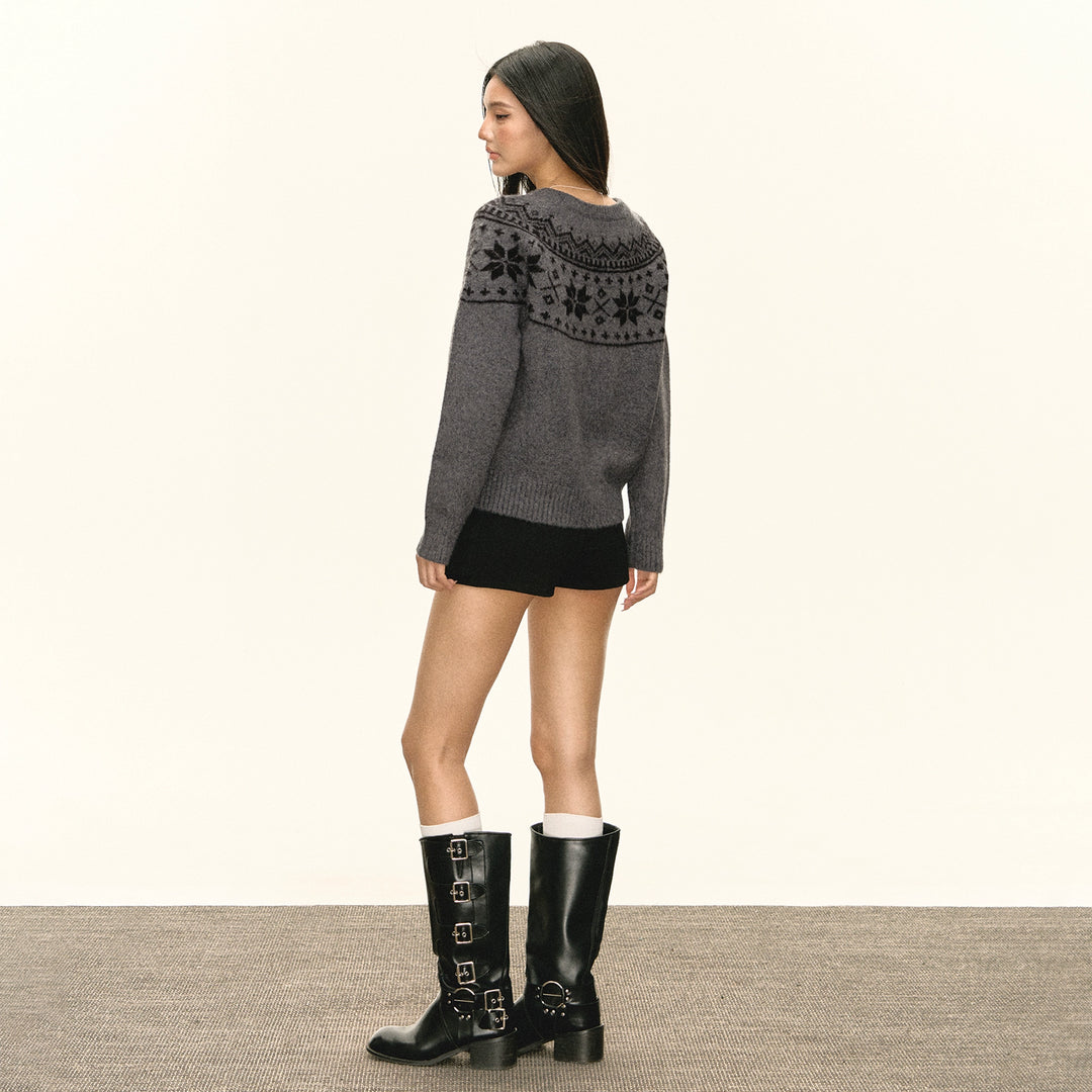 Retro Pattern Knit Sweater