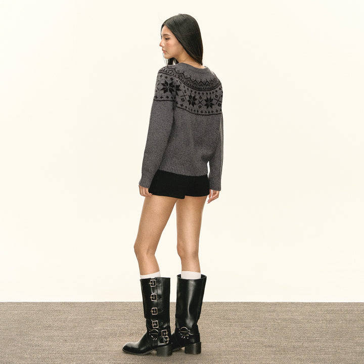 Retro Pattern Knit Sweater