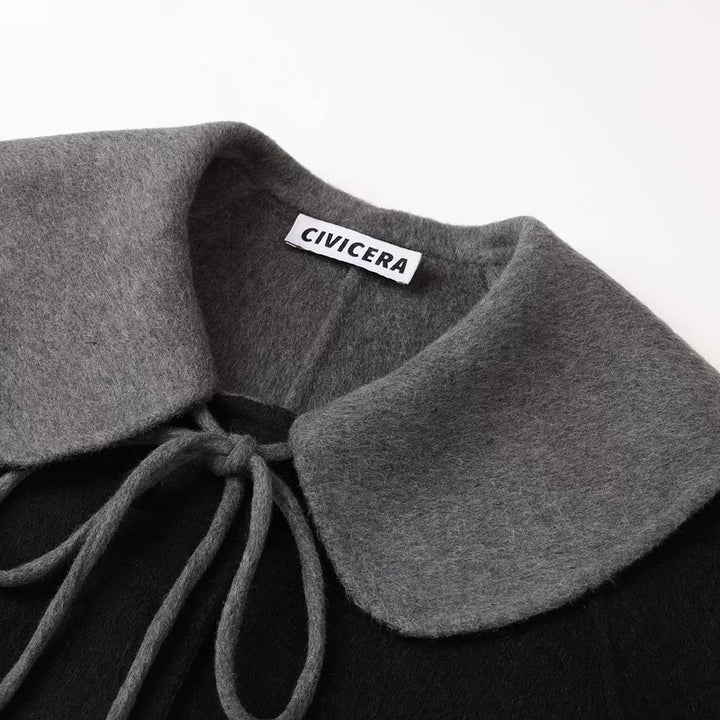 Manteau en laine mi-long avec col Peter Pan 