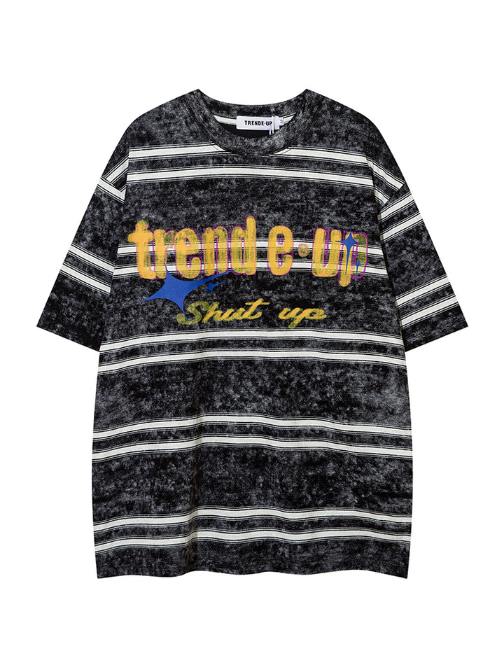 Striped Graffiti Loose Fit T-Shirt