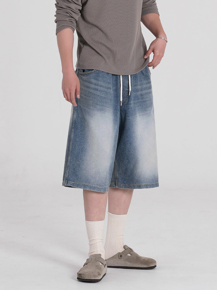 Wide-Leg Denim Cropped Pants