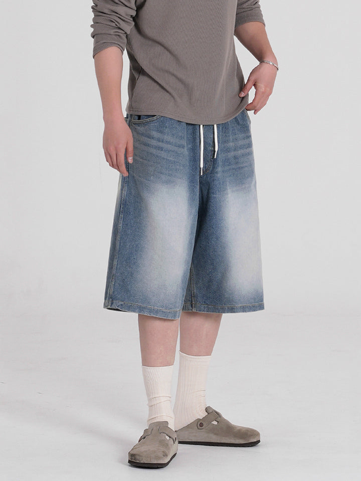 Wide-Leg Denim Cropped Pants