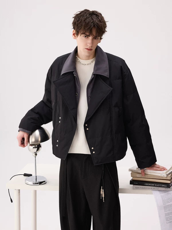 Пуховик из хлопка с лацканами, искусственный двухслойный 