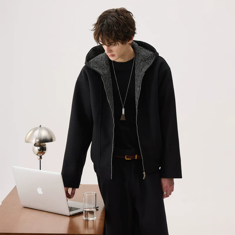 Wool Hooded Casual Cardigan Coat