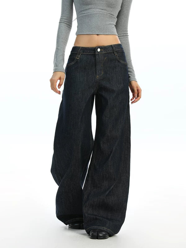 High Rise Wide Leg Denim Pants