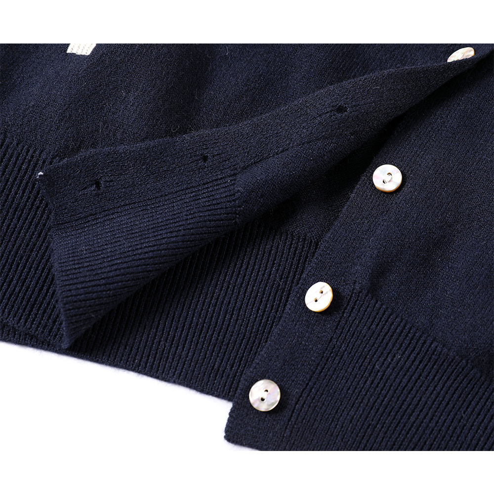 Embroidered V-Neck Knitted Cardigan