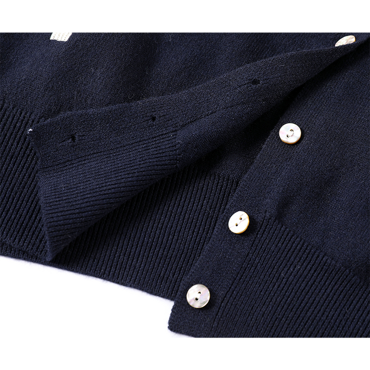 Embroidered V-Neck Knitted Cardigan