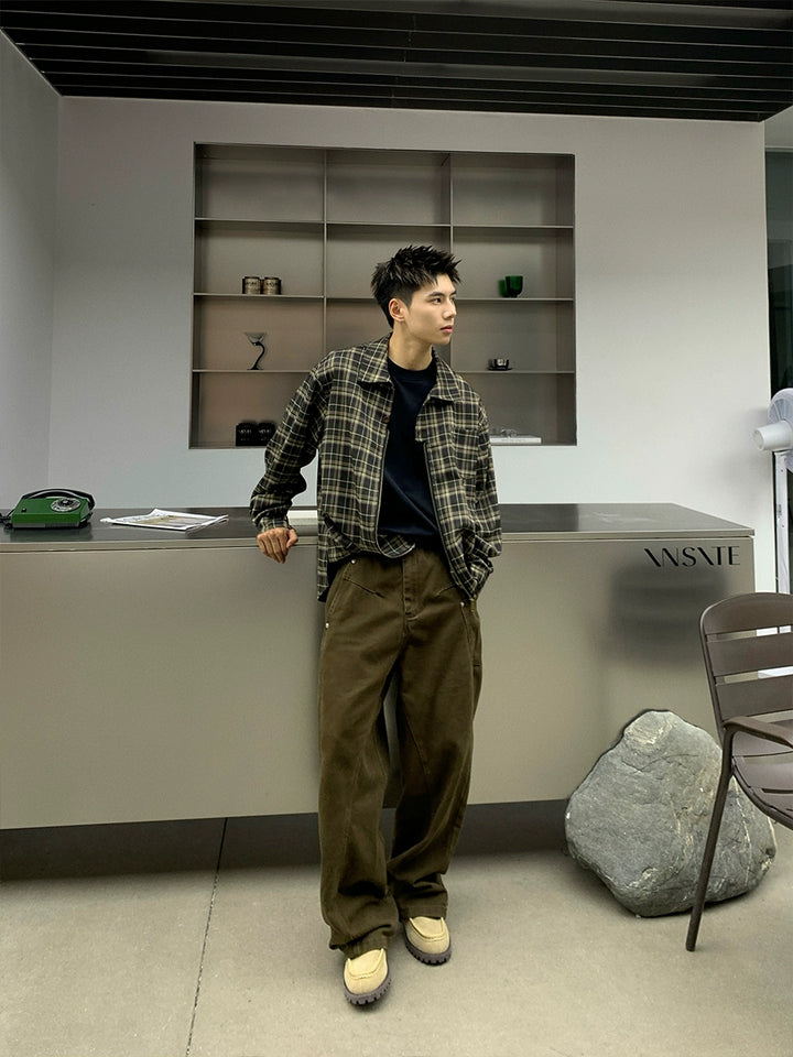 Plaid Zip-Up Shirt Jacket