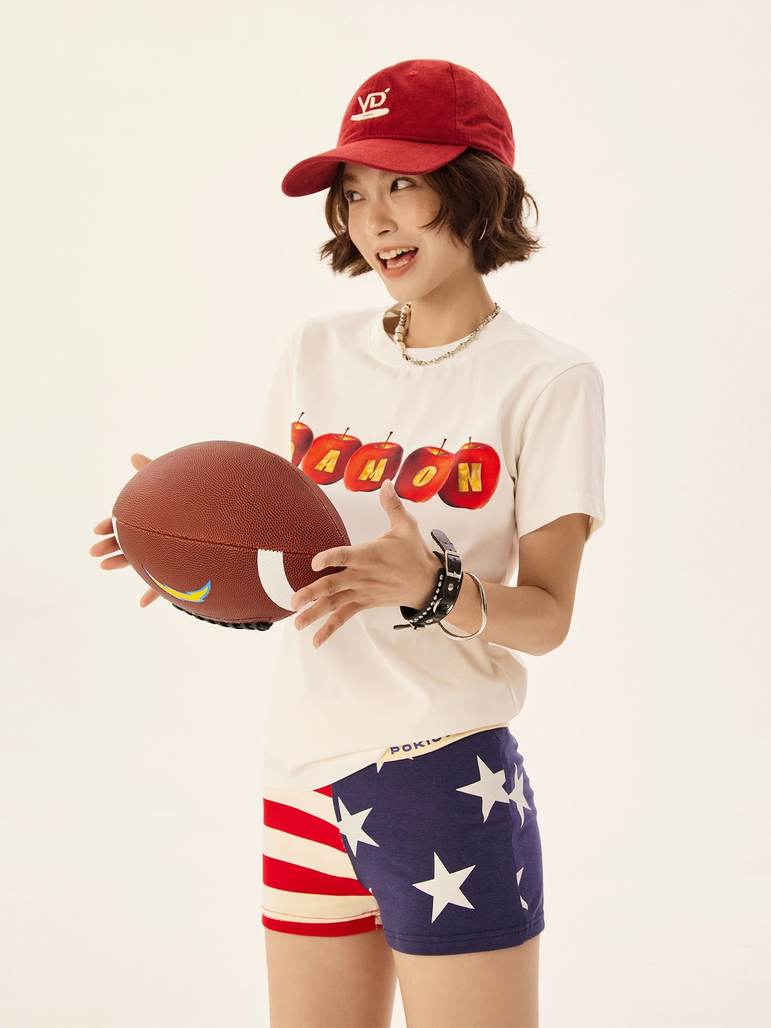 Apple Letter Graphic Short Sleeve T-shirt