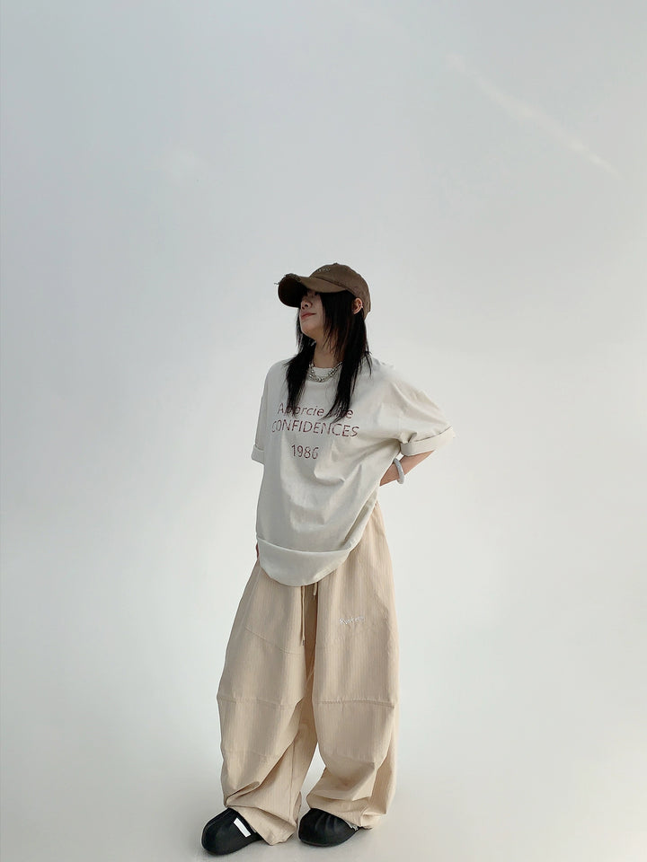 Vertical Striped Loose Wide-Leg Pants