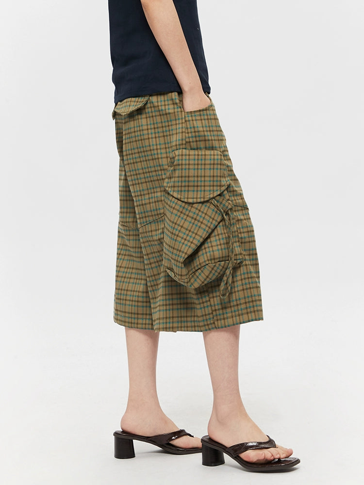 Plaid Loose Multi-Pocket Cargo Pants
