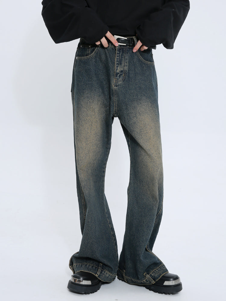 Retro-Mikro-gefächerte Denim-Jeans 