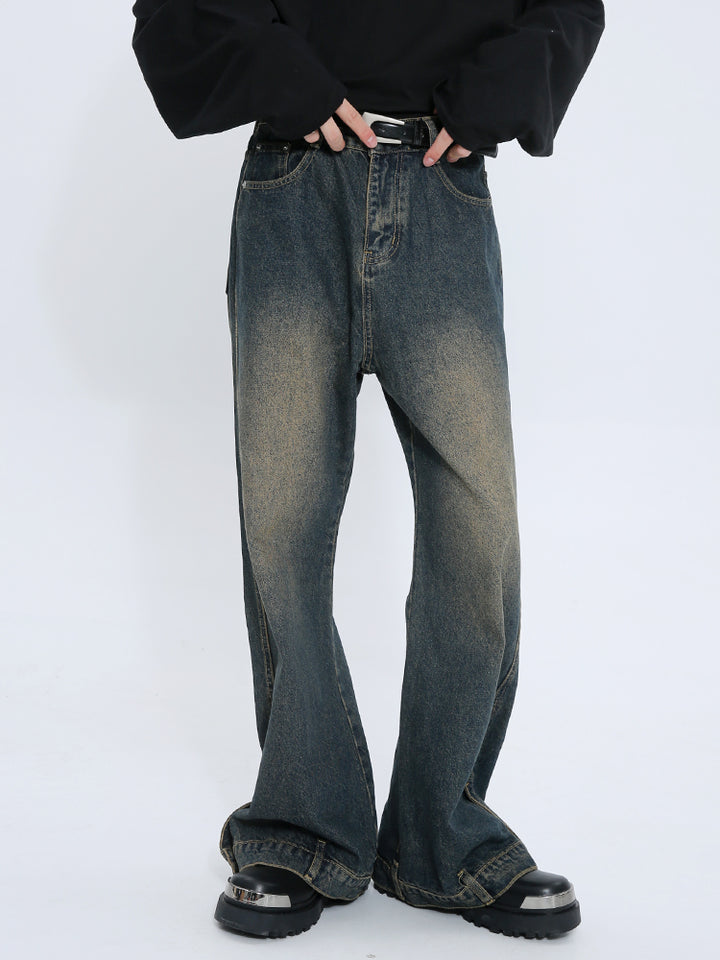 Retro-Mikro-gefächerte Denim-Jeans 