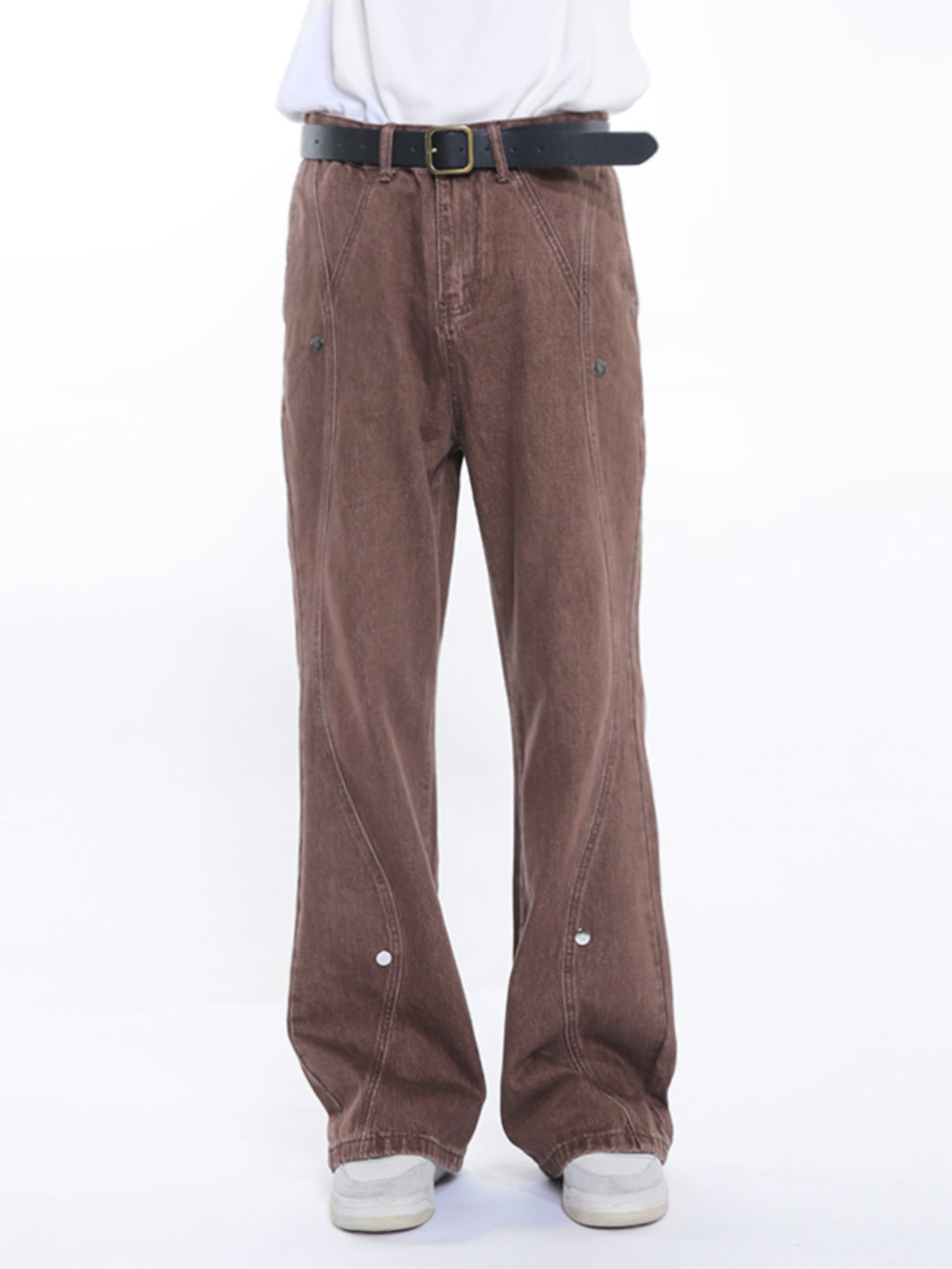 Patchwork Waist Slim Flared Jeans