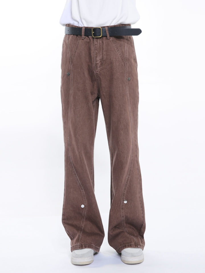 Patchwork Waist Slim Flared Jeans