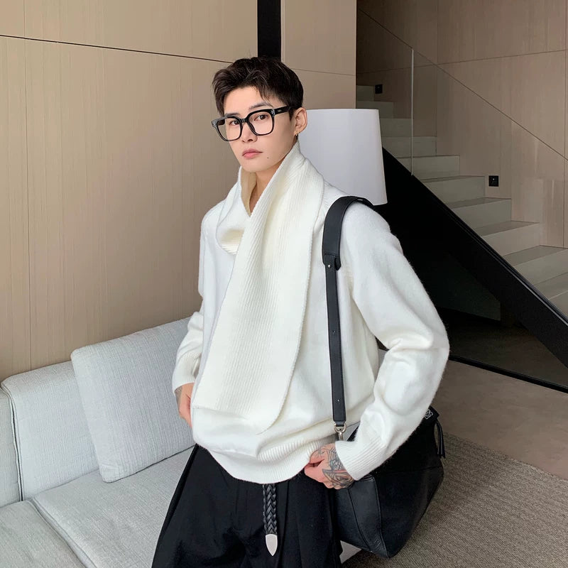 Scarf Collar Knit Sweater