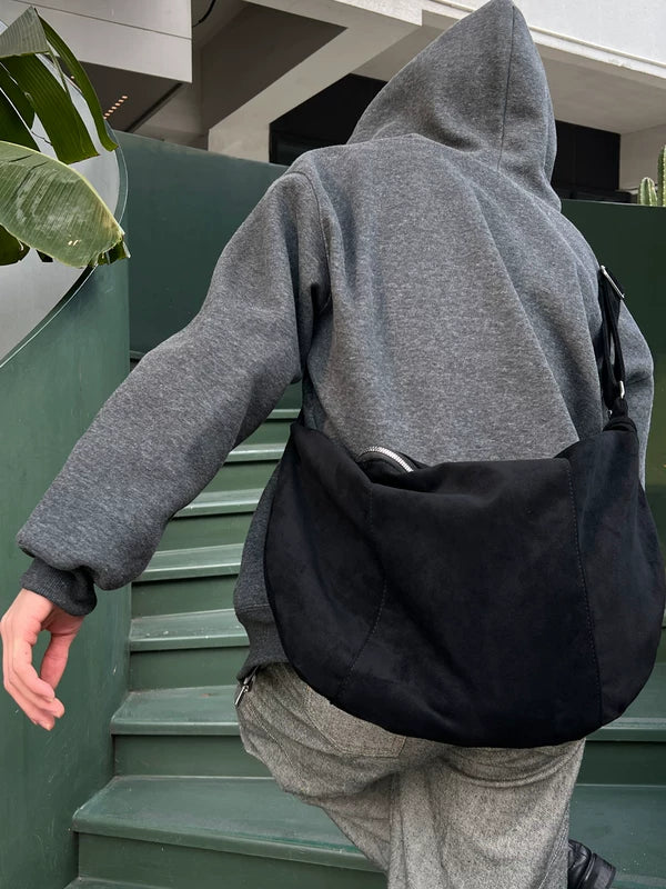 Retro Suede Shoulder Tote Bag