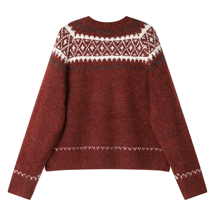 Fair Isle Horn Button Knit Sweater