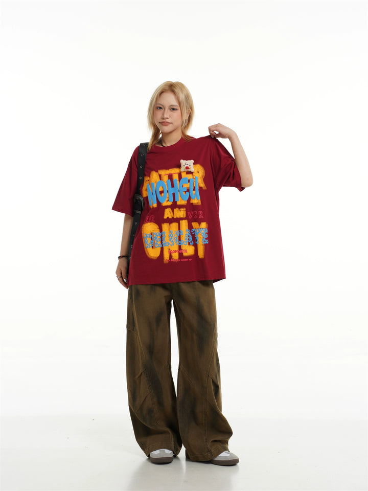 Cartoon Print Short Sleeve Loose T-shirt