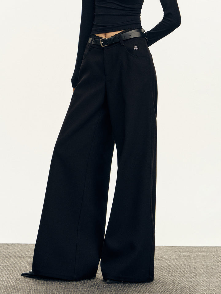 Retro Drape Lace Waist Pants