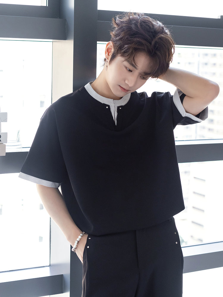 V-Neck Striped Short-Sleeve T-shirt