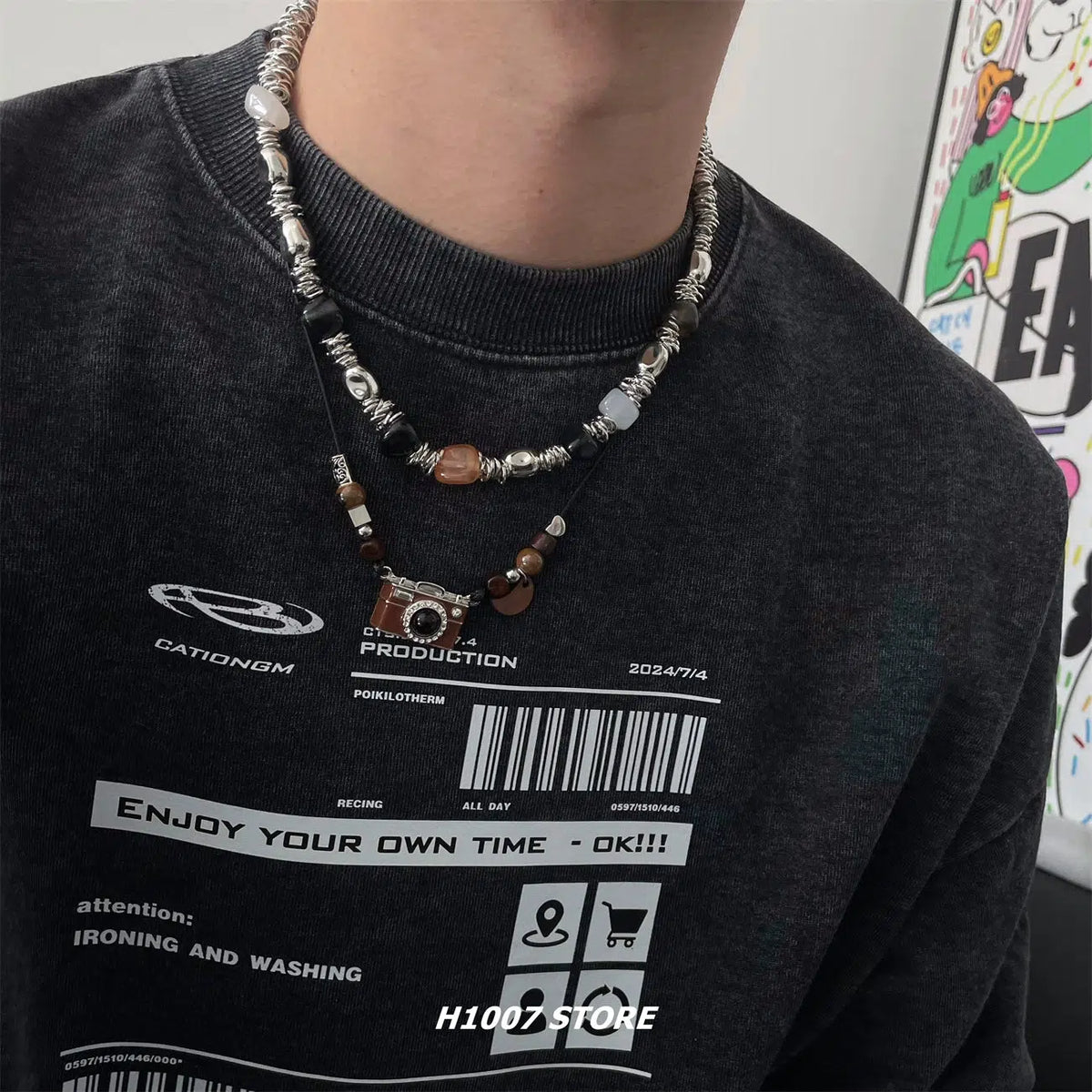 Camera Pendant Beaded Necklace