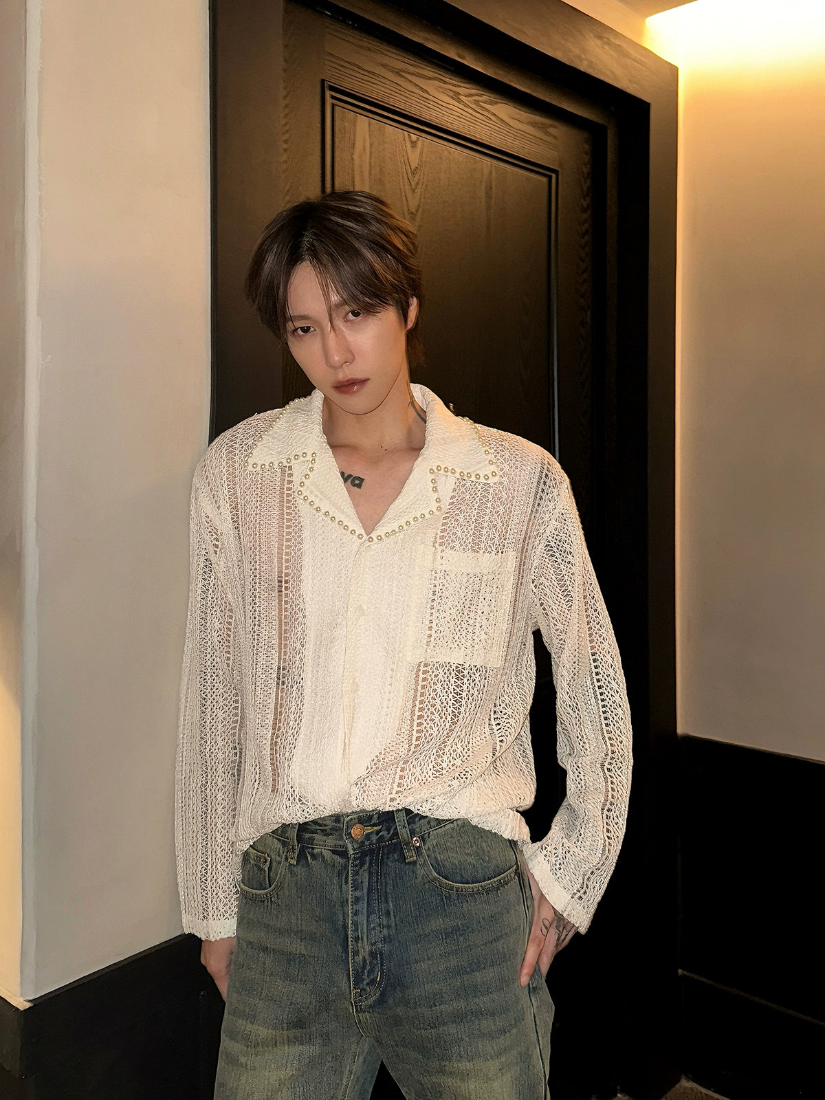 Pearl Lace Hollow Shirt