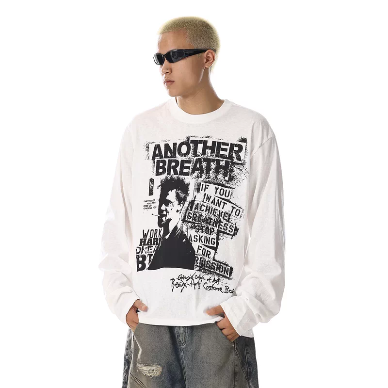 صورة جرافيك بأكمام طويلة سُترة كاجوال 