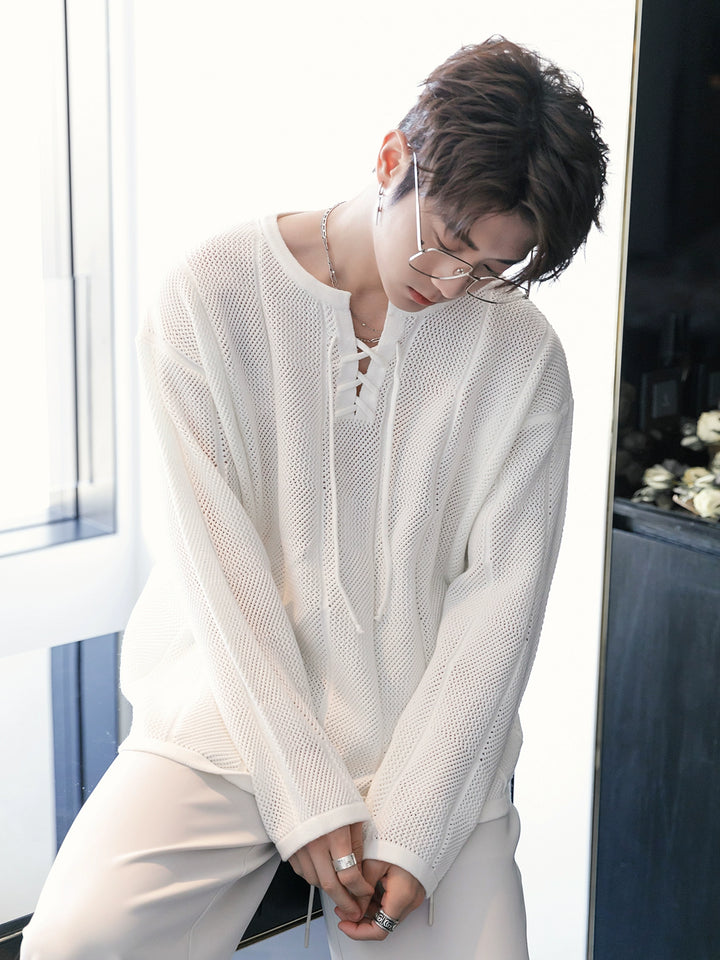Cross Tie Long Sleeve Pullover