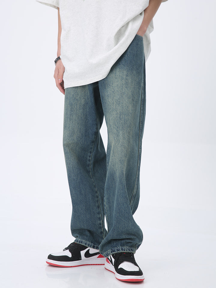 Wide-Leg Retro Distressed Jeans