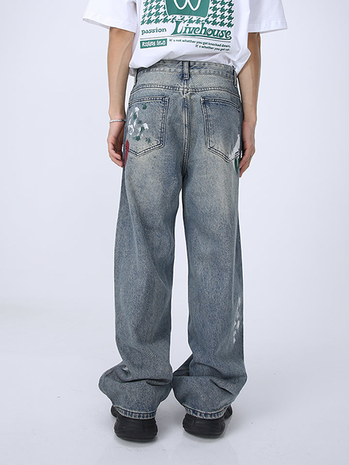 Pantalones de mezclilla anchos y rasgados 
