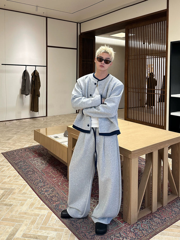 Double-Layer Collar Cardigan and Pants
