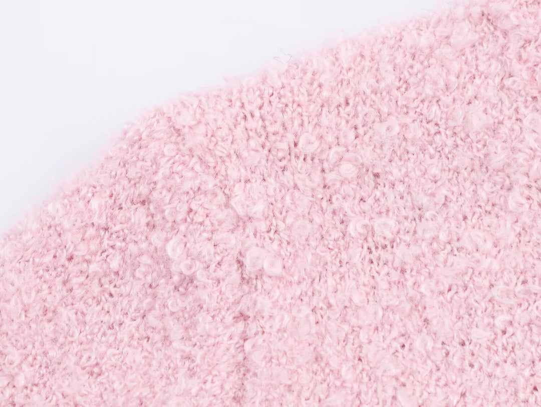 Rose Broderet Strikket Knap Cardigan 
