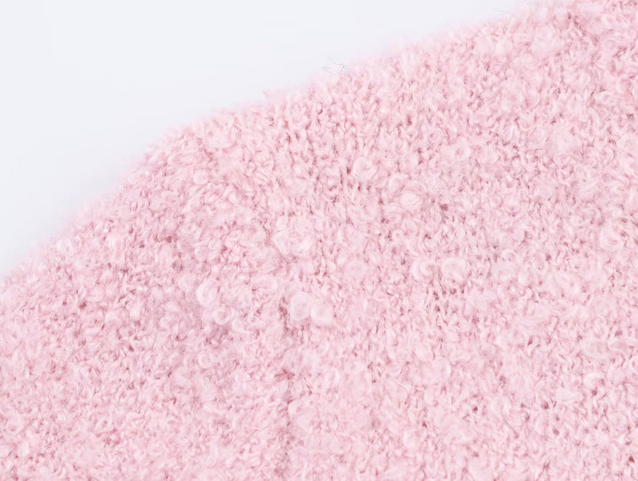 Rose Broderet Strikket Knap Cardigan 