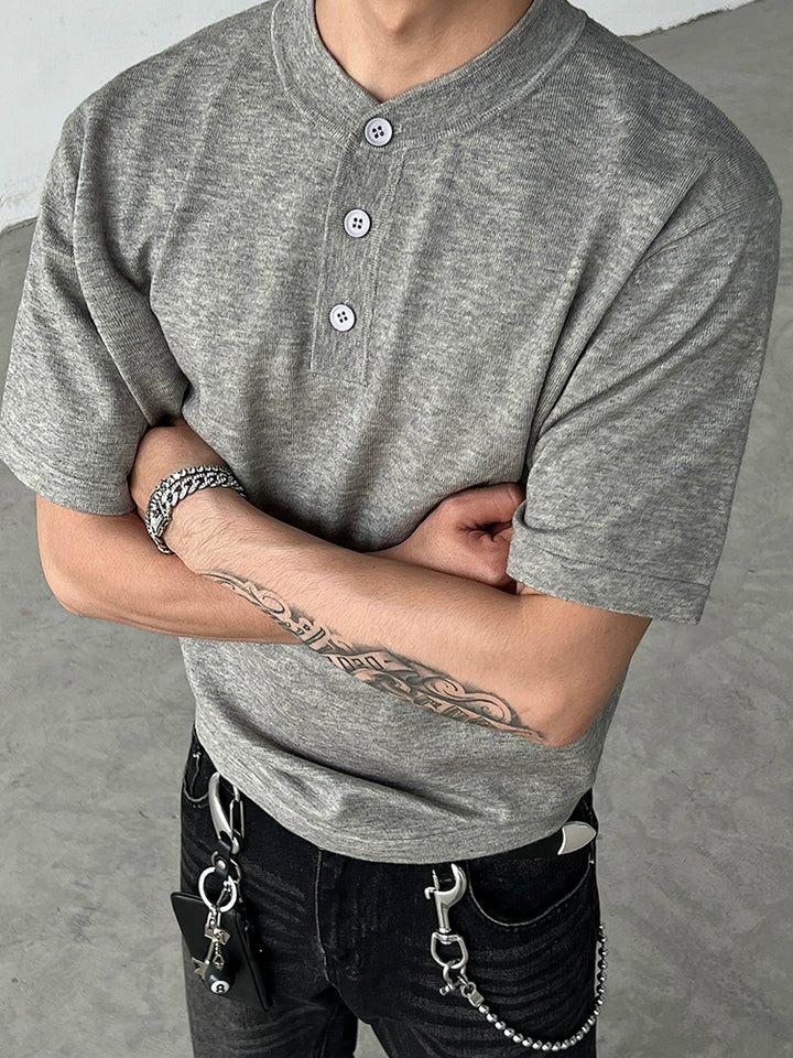 Henley Collar Minimalist Slim Fit T-shirt