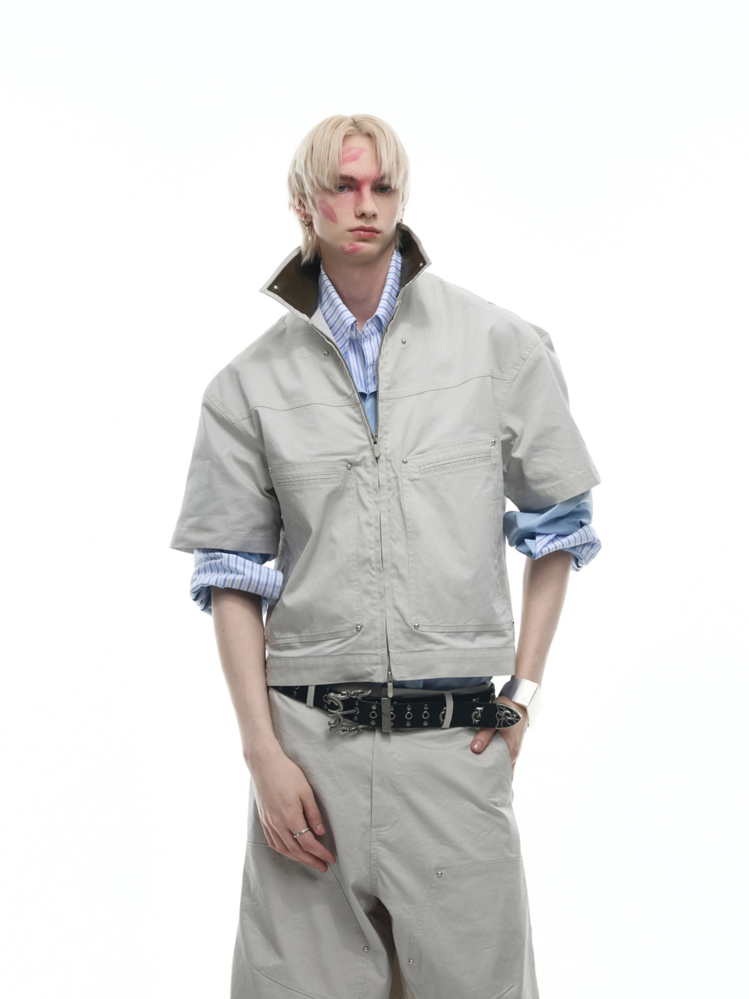 Deconstructed Short-Sleeved Jacket Suit