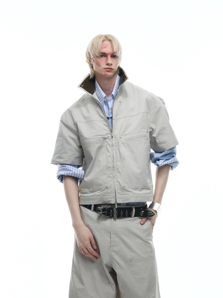 Deconstructed Short-Sleeved Jacket Suit