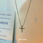 Diamond Cross Snake Bone Necklace
