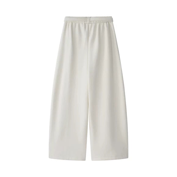 Fleece-Lined Wide-Leg Sporty Pants
