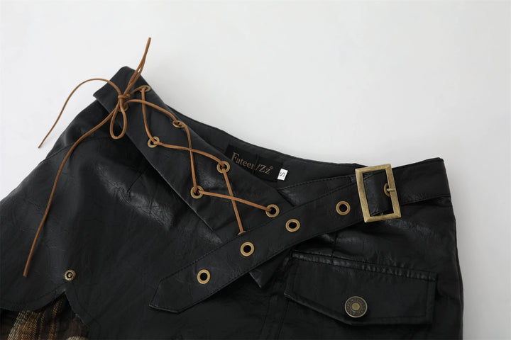 Retro Punk Spliced Rutig Tunika Kjol 