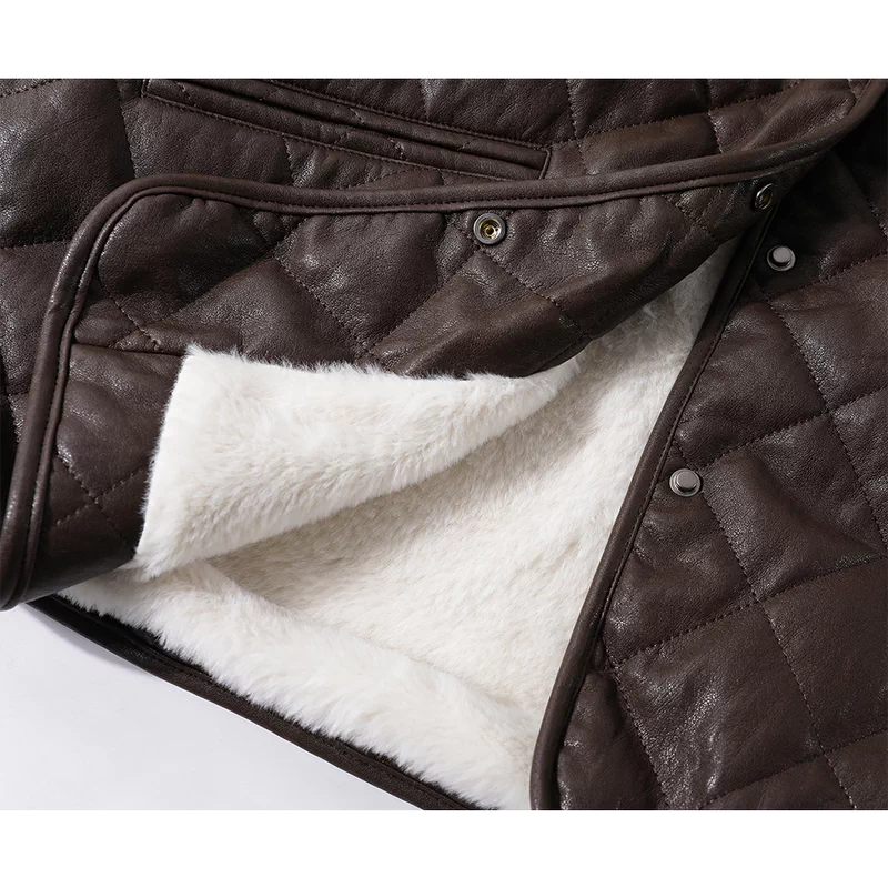 Chaqueta de cuero forrada de forro polar acolchado 