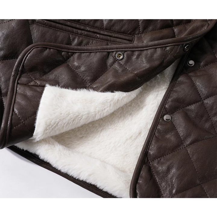 Chaqueta de cuero forrada de forro polar acolchado 