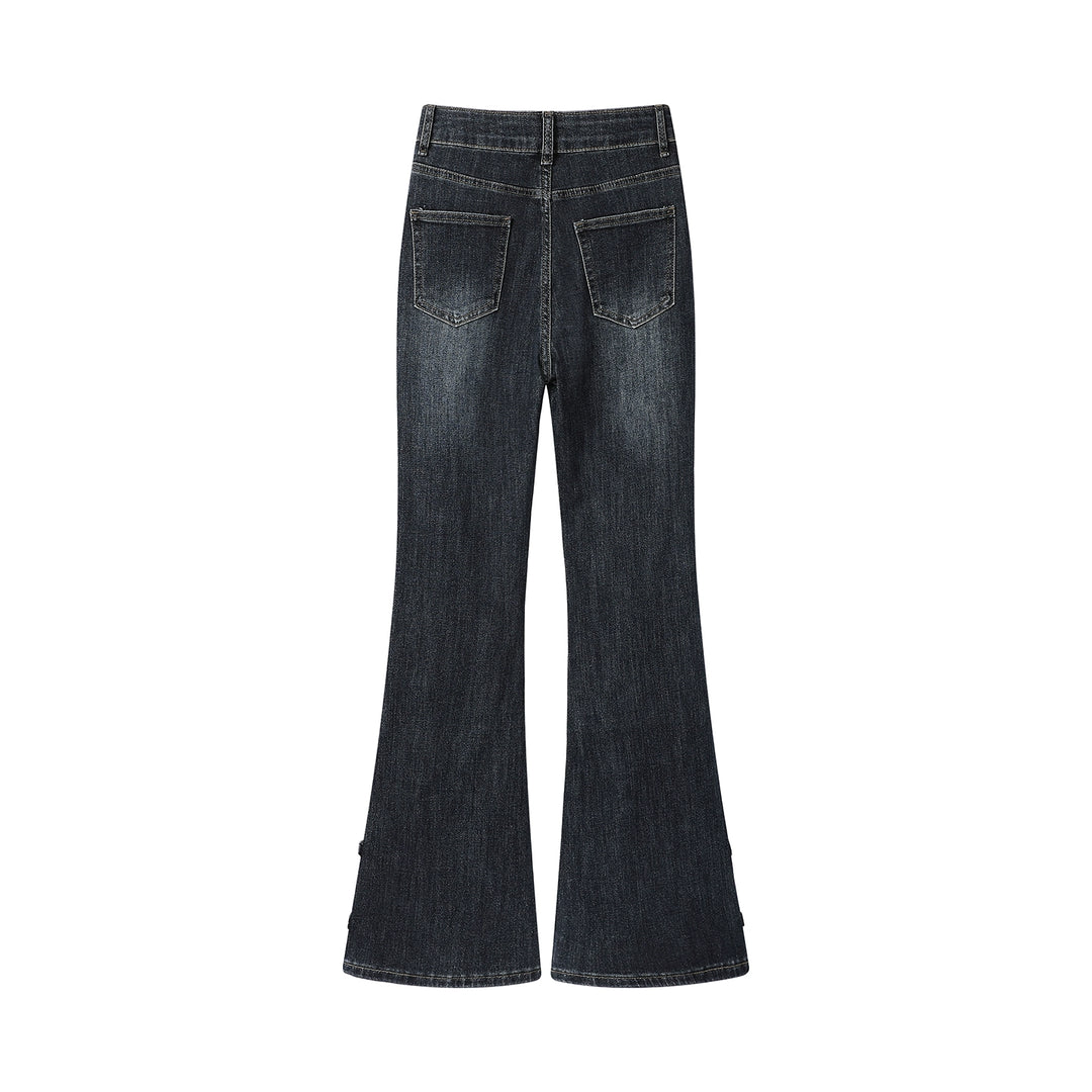 Retro Slim Fit Flared Jeansy w kształcie podkowy 