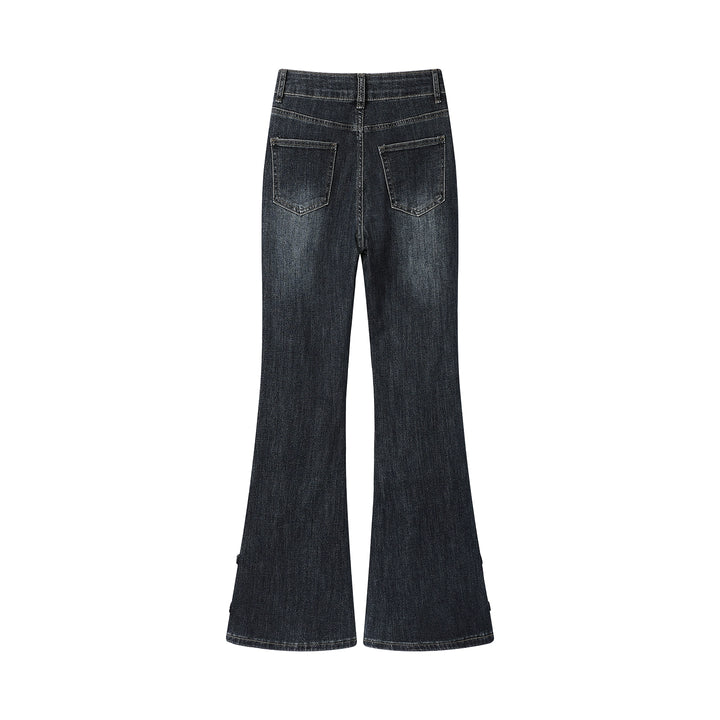 Retro Slim Fit Flared Jeansy w kształcie podkowy 