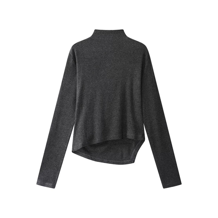 High Neck Irregular Knit Top