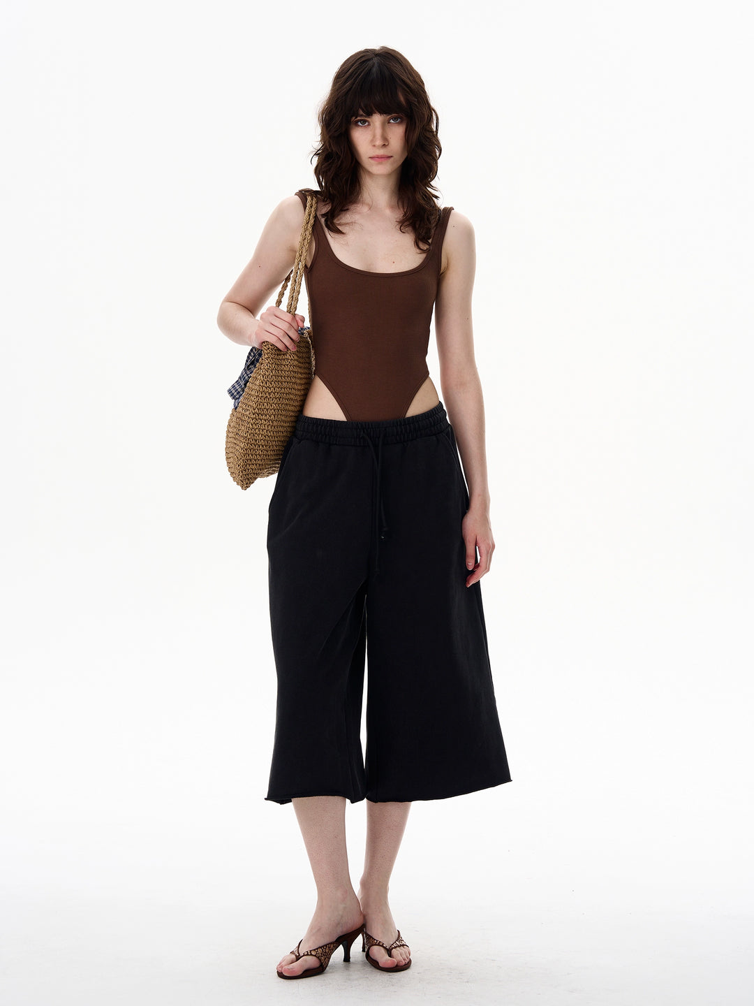 Pantalones cortos de sudadera de siete puntos sueltos Drape 