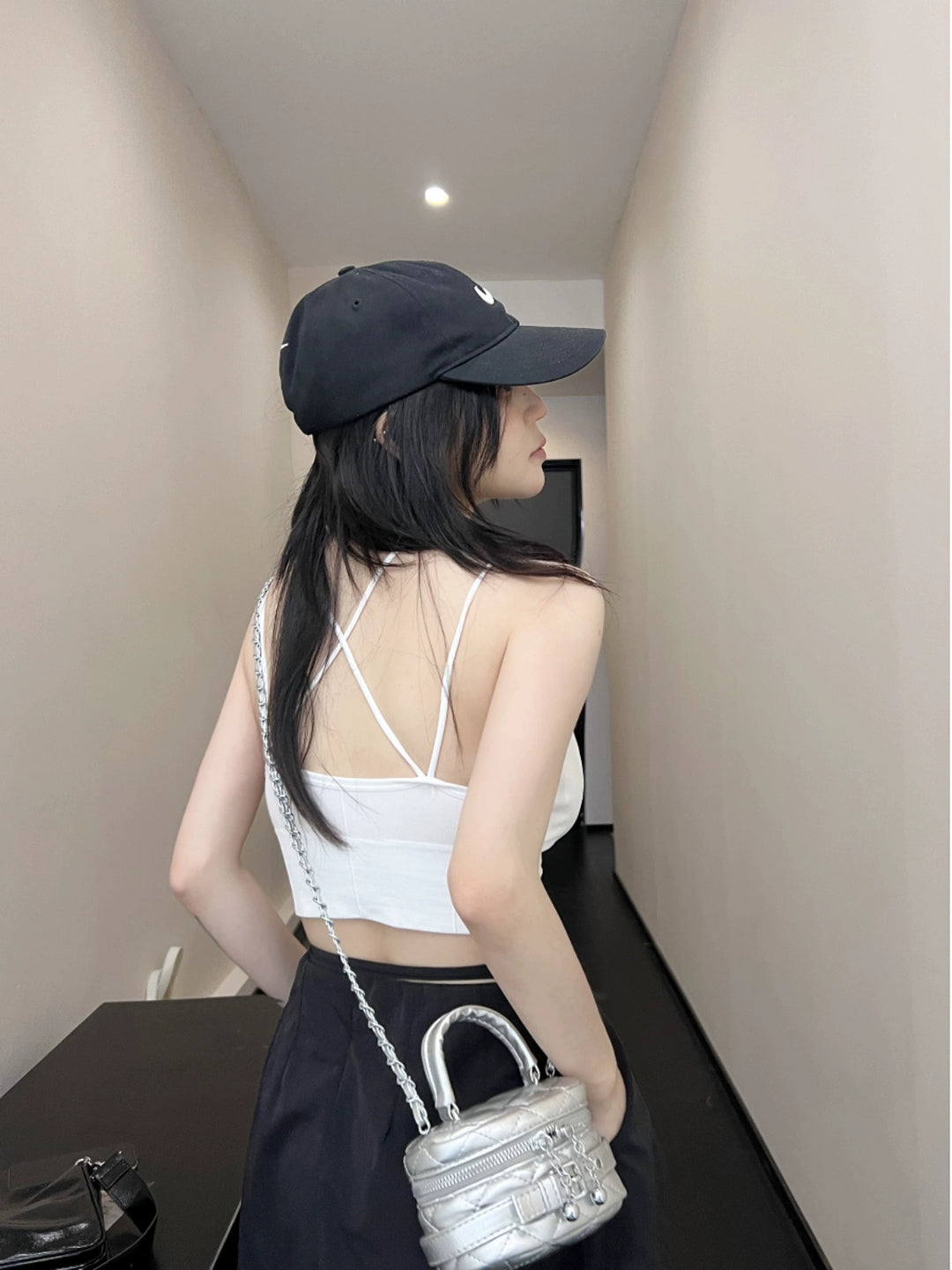 Ribbed Crop Camisole Strappy Tank Top